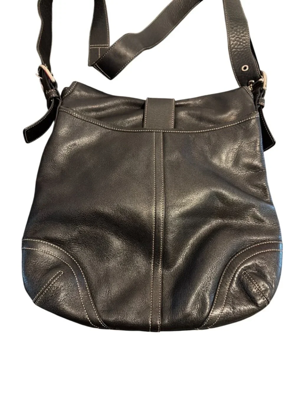 Vintage Y2K Coach Soho Legacy Flap Bag Black Leather F9S 9481 Buckle Snap Estate